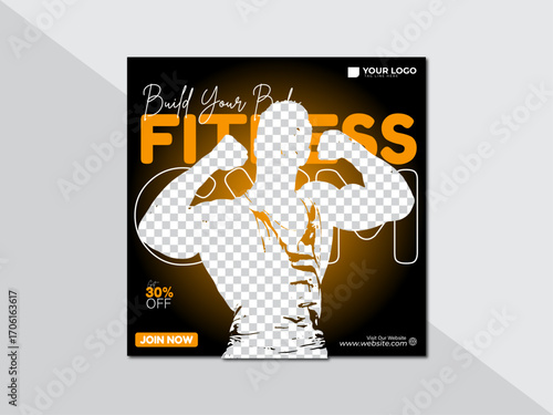 Bodybuilding Promotion Social Media Flyer Template