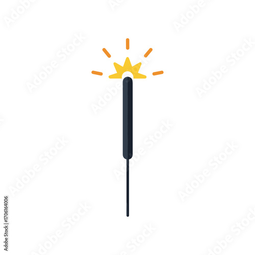A whimsical magic wand with a star tip, emitting sparkles in a bright, minimalist setting