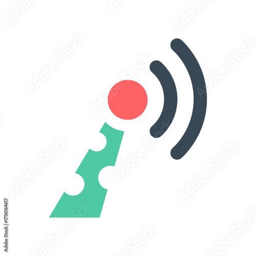 Abstract representation of wireless communication with signal waves emanating from a point