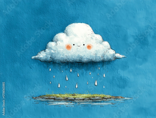 cartoon vector cloud with smile