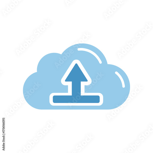 Cloud upload icon representing digital data transfer, with a simple design and clear background