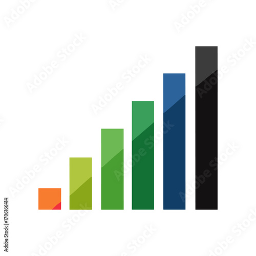 Colorful bar graph representing growth trends in a business environment with a clean background