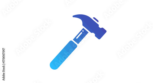 Hammer tool lying on a white surface, symbolizing construction and repair work with a modern and clean aesthetic, suitable for various projects.