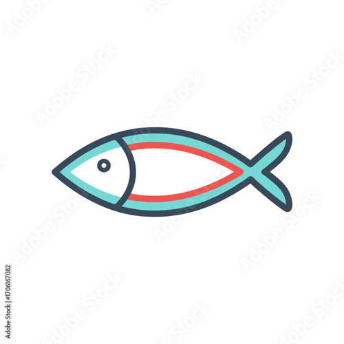 Colorful illustration of a fish swimming in a serene ocean environment, symbolizing aquatic life