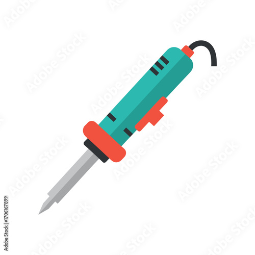 Colorful soldering iron on a white background, showcasing its design and functionality for electronics