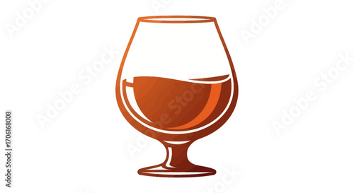 Elegant snifter glass filled with amber colored brandy.