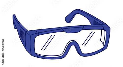 Blue safety goggles for eye protection illustration.