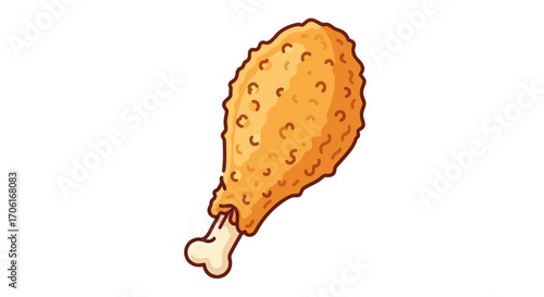 Crispy golden brown fried chicken drumstick illustration.