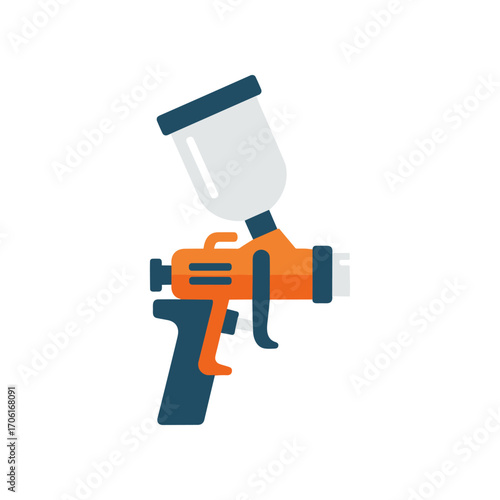 Colorful spray gun for painting, showcasing a modern design against a plain background
