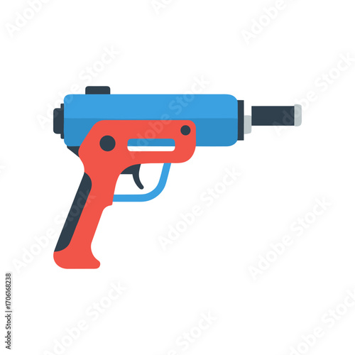Colorful toy gun designed for children's play, set against a white background for clarity
