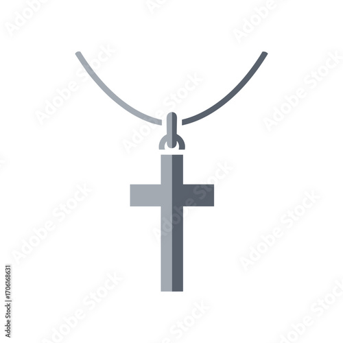 Elegant silver cross necklace displayed against a clean, minimalistic background
