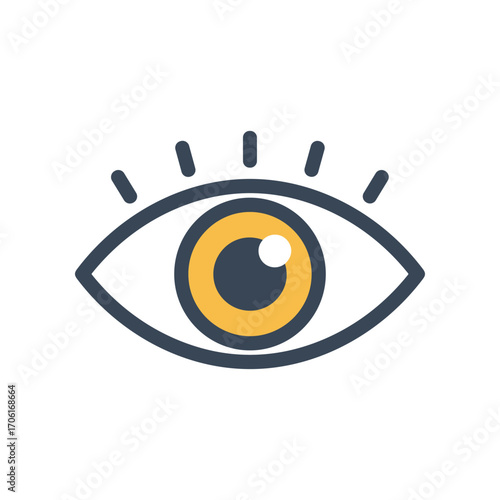 Eye illustration featuring a stylized design with a yellow iris and black outline, suitable for educational use