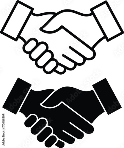 Handshake Icon Set – Agreement, Partnership, and Business Collaboration Symbols..eps