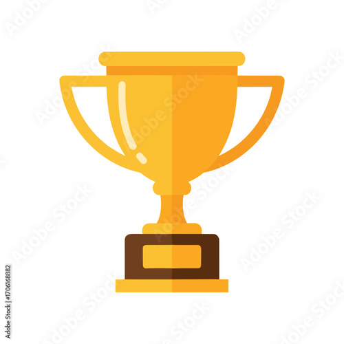 Golden trophy on a pedestal, symbolizing achievement and success in a celebratory setting