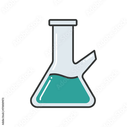 Laboratory flask filled with blue liquid, symbolizing scientific research and experimentation