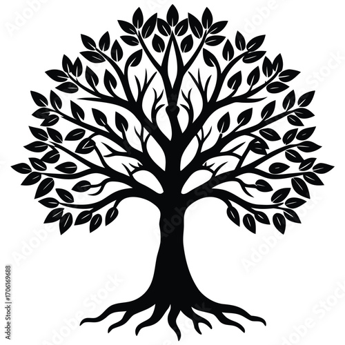 watercolor tree of life painting isolated on white background