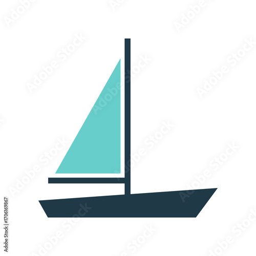 Minimalist illustration of a sailboat on calm waters with a clear sky, ideal for nautical themes