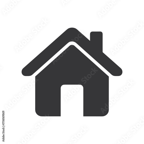 Minimalist house icon representing home, with a simple design suitable for digital use