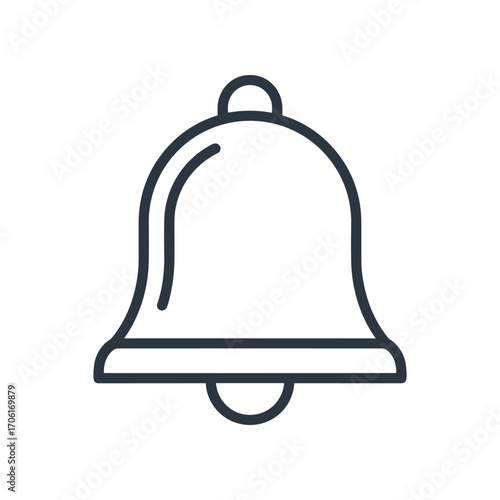 Minimalist outline of a bell icon symbolizing notifications, set against a clean background