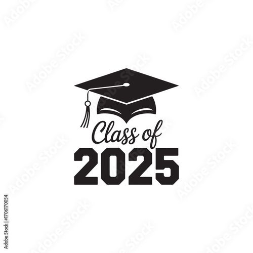 Cap and Diploma Class of 2025 Graduation Icon Vector Design