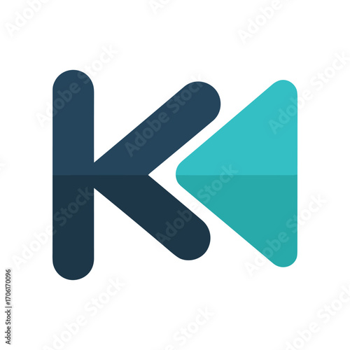 Modern logo design featuring a stylized letter 'K' and backward arrow against a simple background