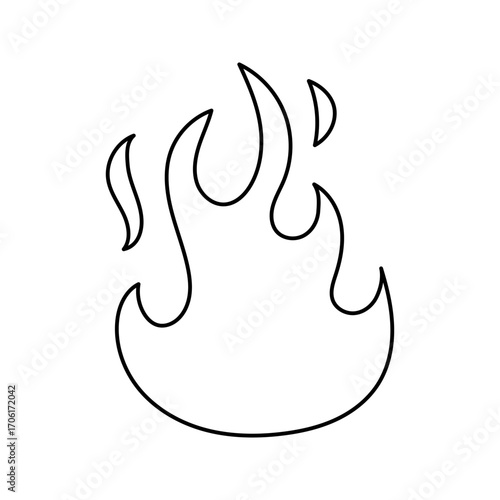Wallpaper Mural Minimalist Line Drawing of A Burning Flame Icon on White Background Torontodigital.ca