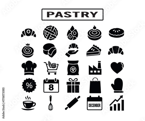 Pastry Icons Set – Bakery, Desserts, and Sweet Food Symbols