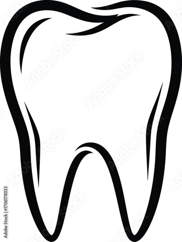 A detailed line drawing of a single tooth.