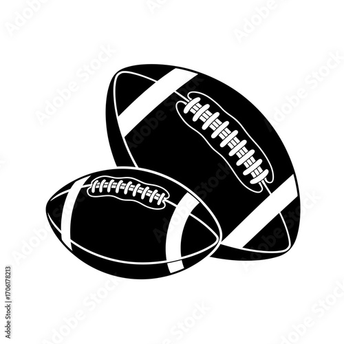 American Football Sport Illustration Featuring Two Black and White Footballs Ready for Game Day Celebration and Super Bowl Fun