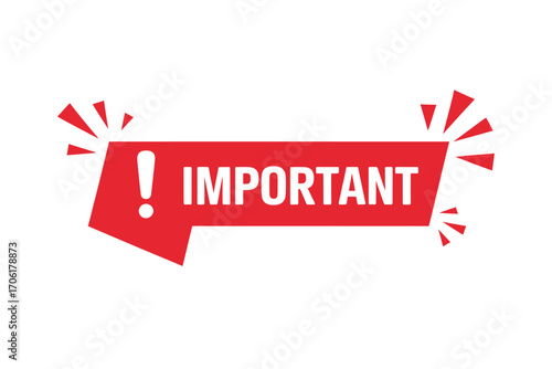 Red banner with exclamation mark and the word important
