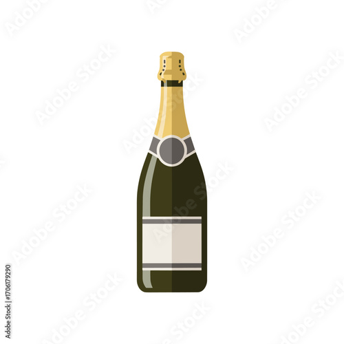 A bottle of sparkling wine displayed elegantly on a clean white background, ideal for celebrations