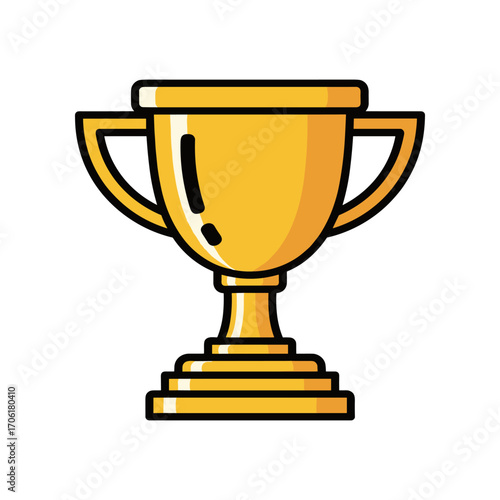 A shiny golden trophy symbolizing victory and achievement on a plain background