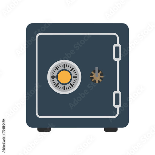 A sturdy safe featuring a combination lock, set against a plain background, symbolizing security
