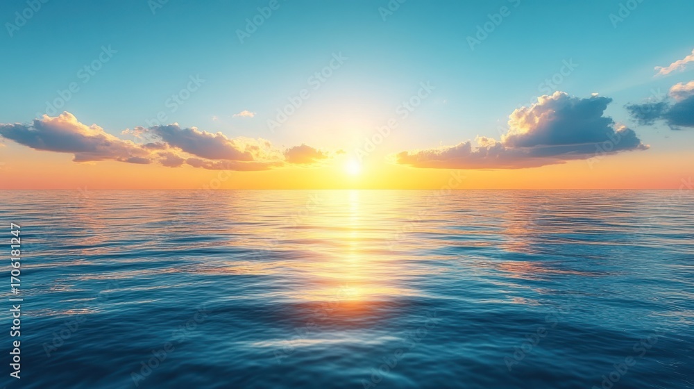 Obraz premium Serene sunset over calm ocean