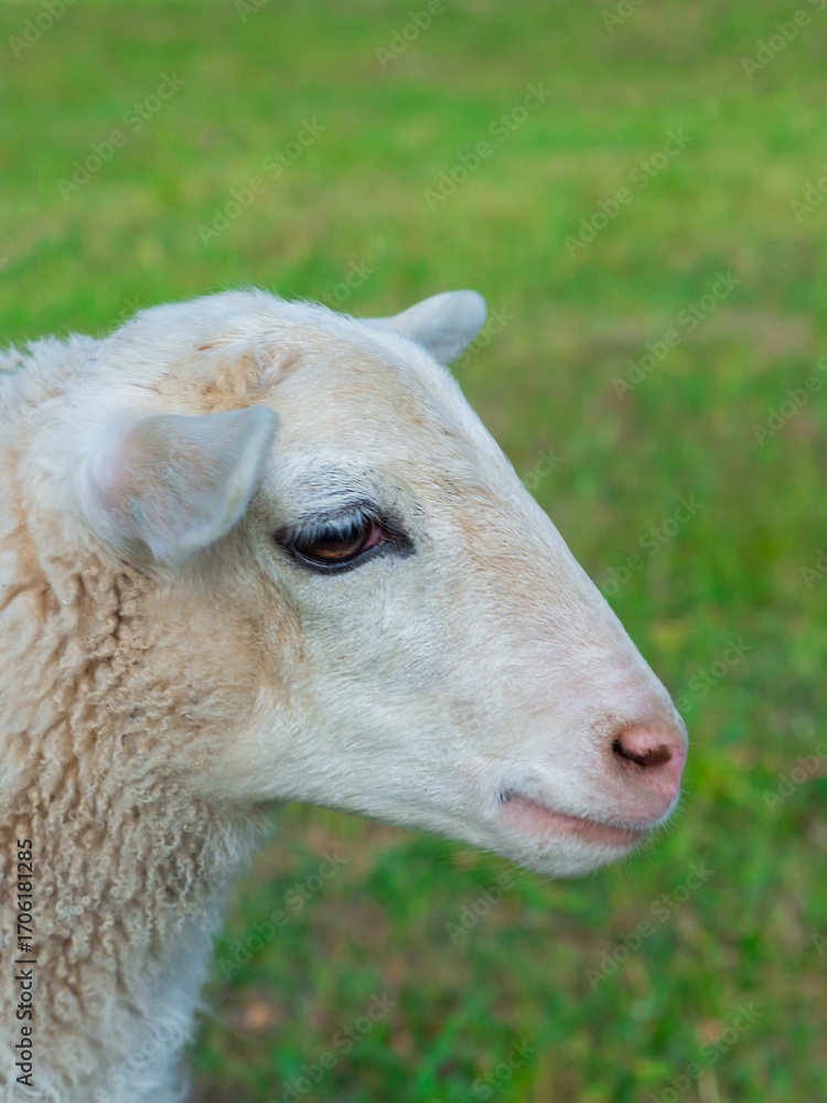 Obraz premium white lamb with charming look close up