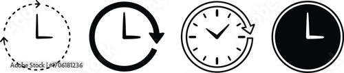 Simple Time Icons: Linear Clock Symbols Representing Passing Time