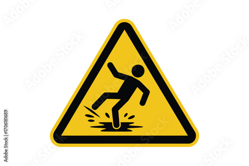 Caution wet floor slippery surface warning sign