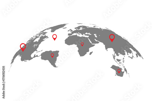 World Map, Very high resolution world map, isolated on white background. Infographic, Flat Earth, Globe similar world map icon.