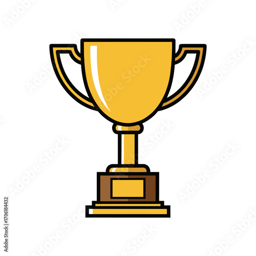 Golden trophy on a wooden base, symbolizing achievement and success in a celebratory setting