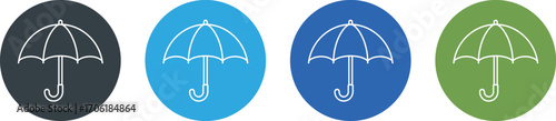Four Colorful Umbrella Icons Representing Protection or Insurance