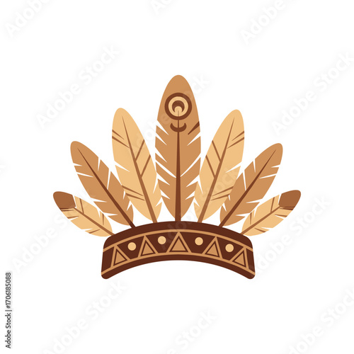 Ornate feather crown design featuring stylized feathers and tribal patterns, suitable for cultural themes