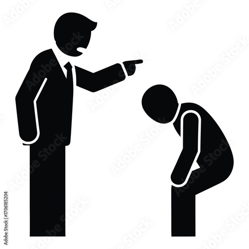 Boss yelling at subordinate stick figure concept art visual representation silhouette