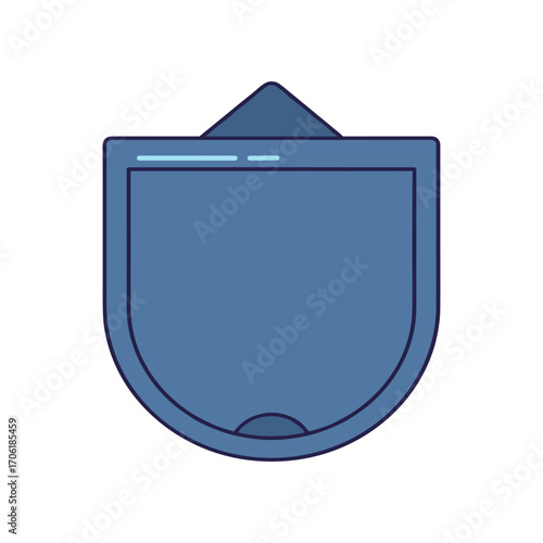 Simplistic blue shield emblem with a triangular top, symbolizing protection or security