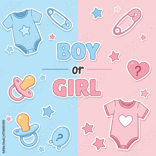 Design of gender reveal boy or girl, vector illustration