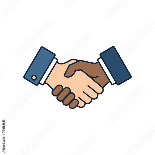 Two diverse hands shaking in a professional setting, symbolizing partnership and collaboration