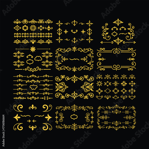 Golden Border Ornaments Collection – Elegant Decorative Frames & Flourishes