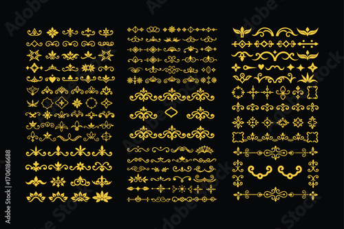Golden Border Ornaments Collection – Elegant Decorative Frames & Flourishes