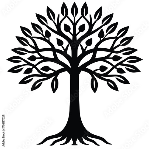 egyptian tree of life mythology art isolated on white background
