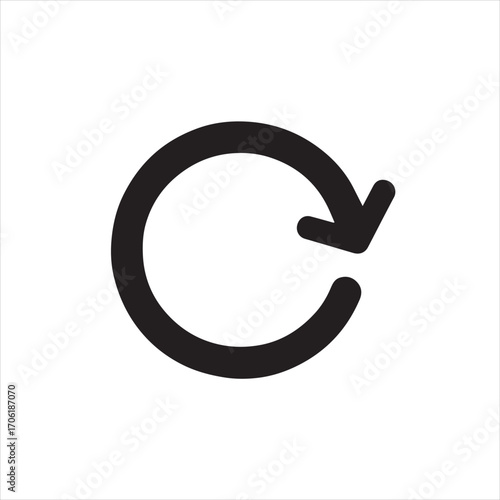 Rotate Icon: A clean and simple rotation icon, perfect for web and app interfaces. The arrow elegantly illustrates the concept of repetition or refresh.