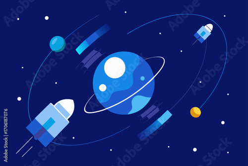 illustration of a rocket in space